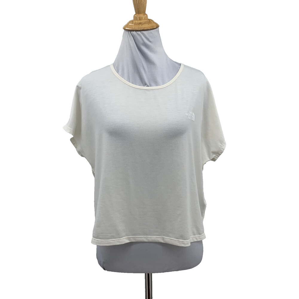 The North Face Top Womens S Small Ivory Wander Crossback Cropped Short Sleeve